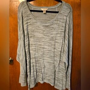 CJ Banks Light Blue/Gray Knit Wrap Sweater